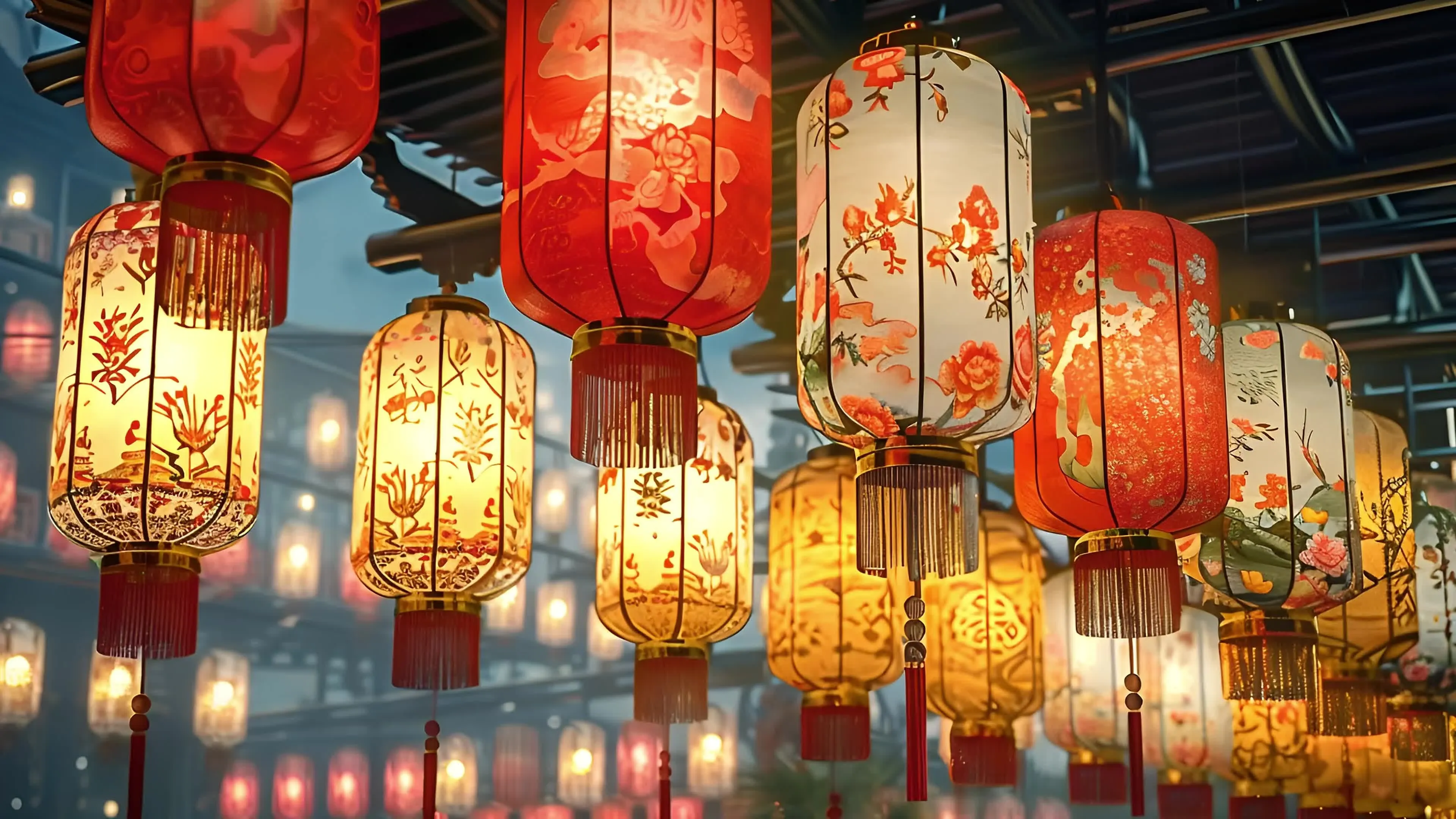 Traditional Chinese hanging lanterns